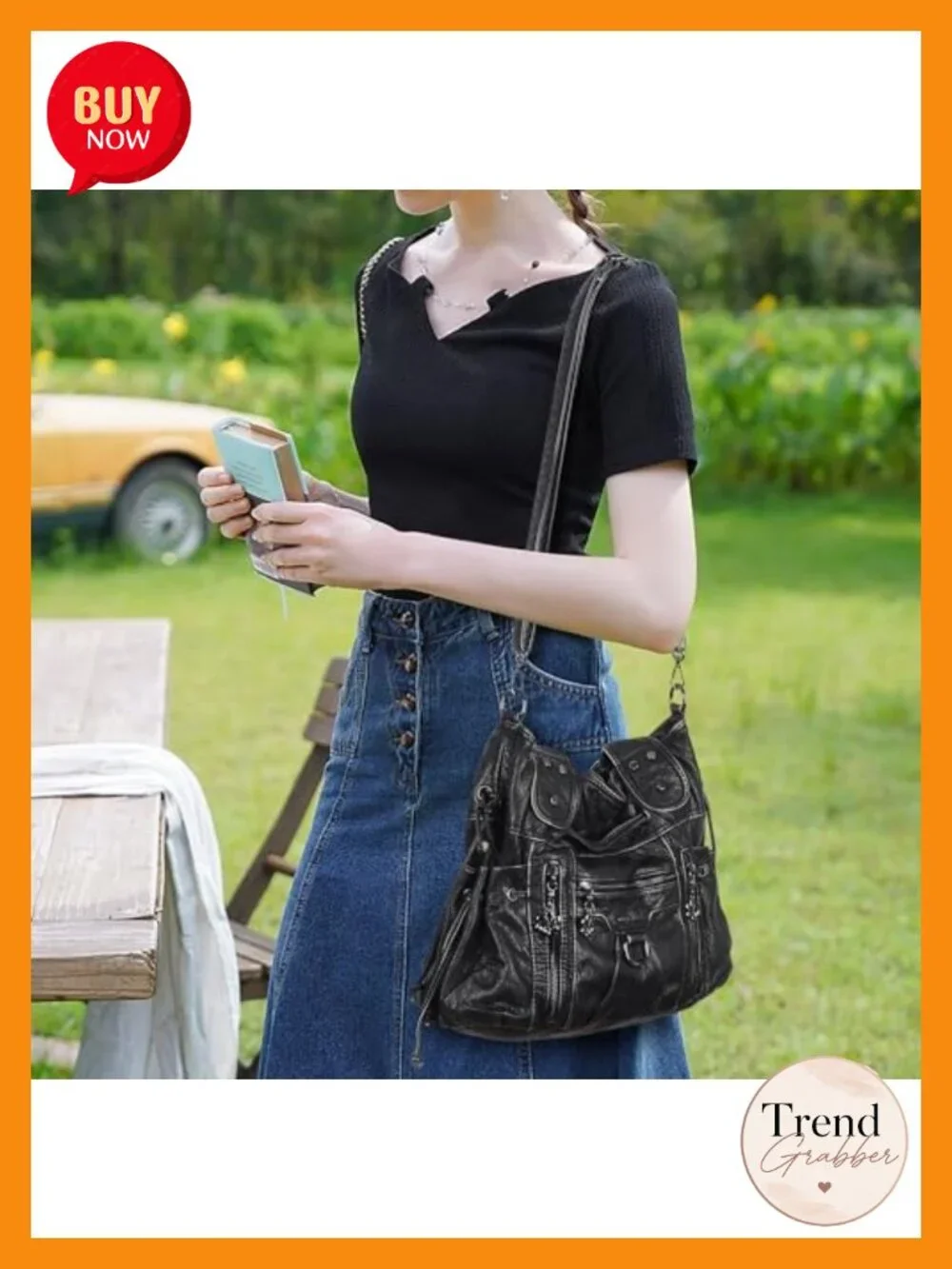 Women's Faux Leather Hobo Bag Tote with Crossbody Strap Multi Pockets